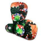 Falling Poker Chips Print Boxing Gloves