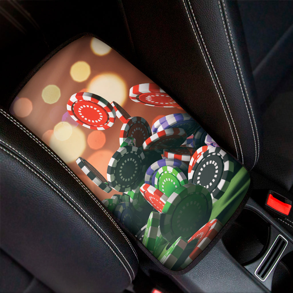 Falling Poker Chips Print Car Center Console Cover