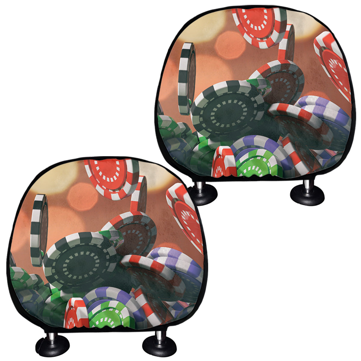 Falling Poker Chips Print Car Headrest Covers