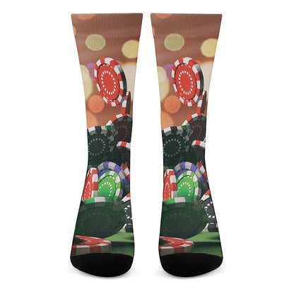 Falling Poker Chips Print Crew Socks