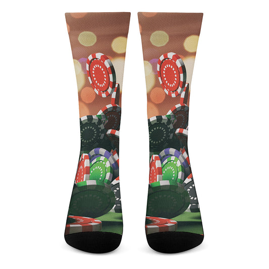 Falling Poker Chips Print Crew Socks