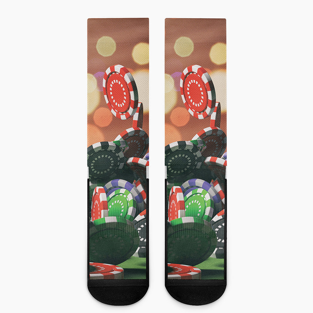 Falling Poker Chips Print Crew Socks