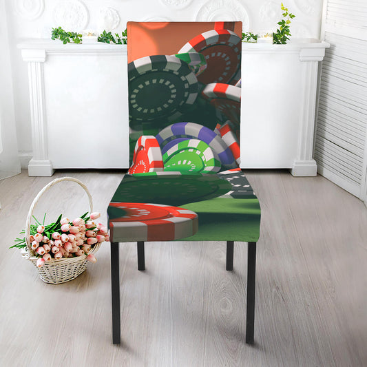 Falling Poker Chips Print Dining Chair Slipcover