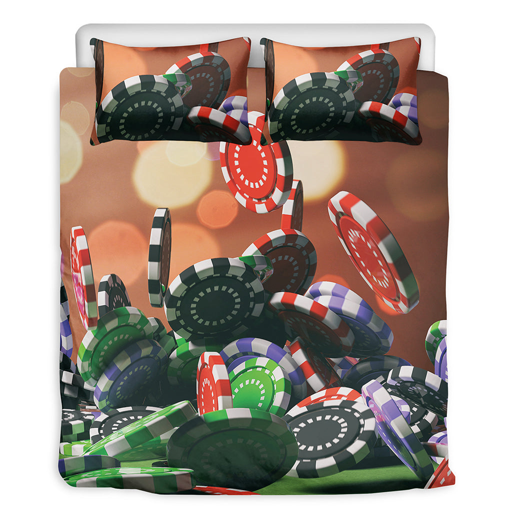 Falling Poker Chips Print Duvet Cover Bedding Set