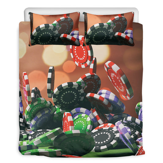 Falling Poker Chips Print Duvet Cover Bedding Set