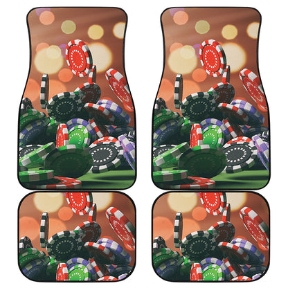 Falling Poker Chips Print Front and Back Car Floor Mats
