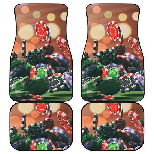 Falling Poker Chips Print Front and Back Car Floor Mats