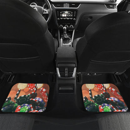 Falling Poker Chips Print Front and Back Car Floor Mats