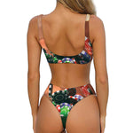 Falling Poker Chips Print Front Bow Tie Bikini
