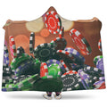 Falling Poker Chips Print Hooded Blanket