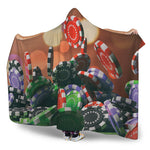 Falling Poker Chips Print Hooded Blanket
