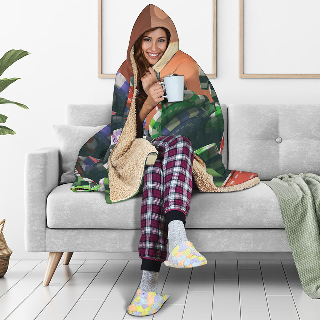 Falling Poker Chips Print Hooded Blanket