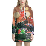 Falling Poker Chips Print Hoodie Dress