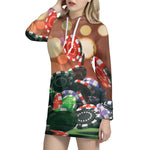 Falling Poker Chips Print Hoodie Dress