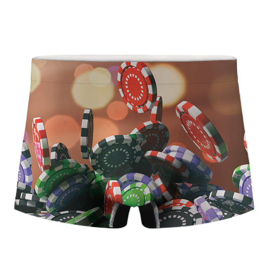 Falling Poker Chips Print Men's Boxer Briefs