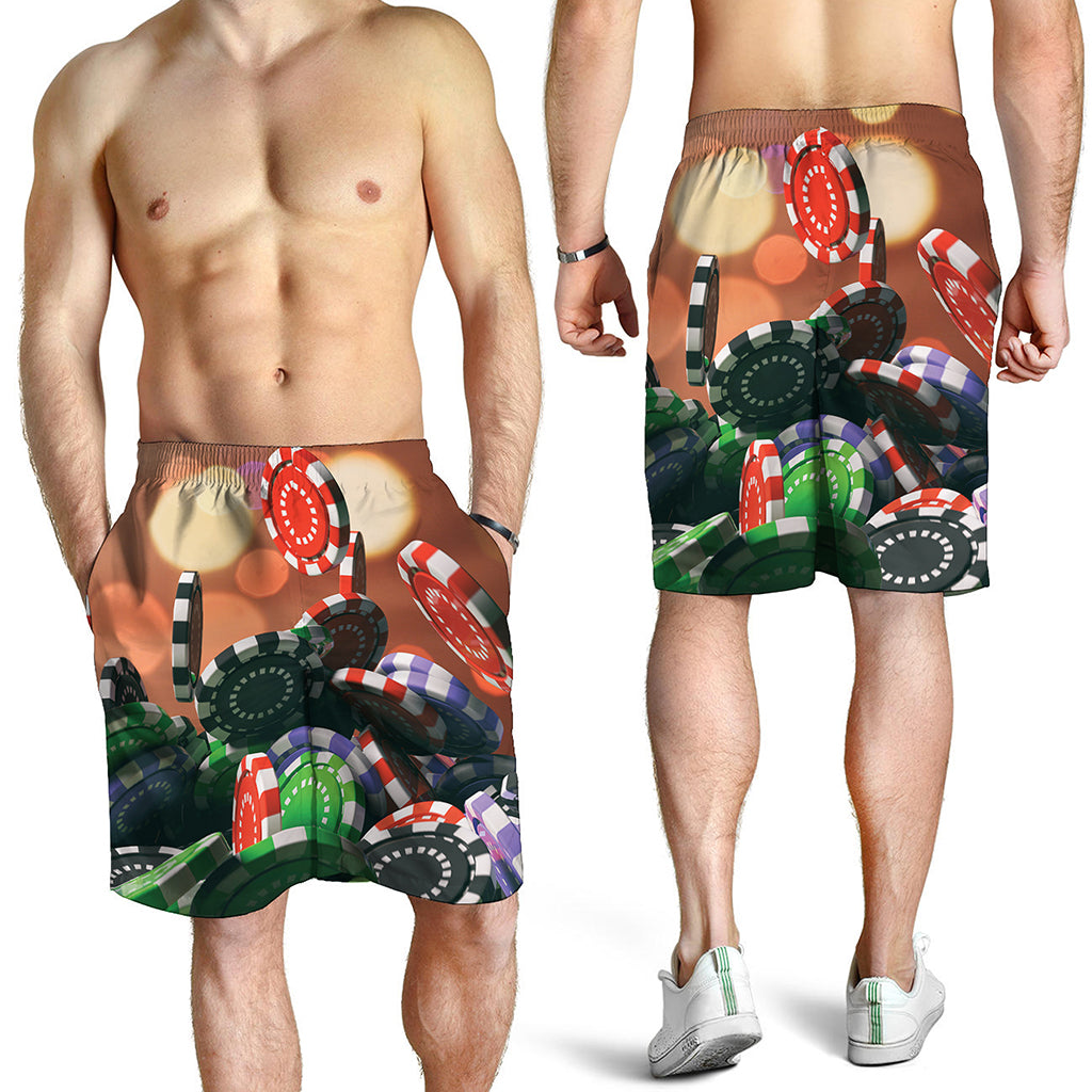 Falling Poker Chips Print Men's Shorts