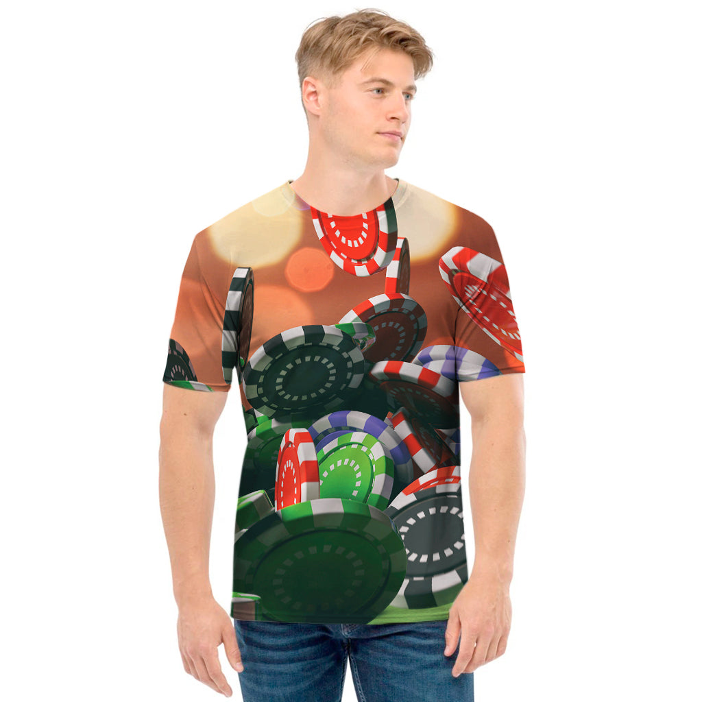 Falling Poker Chips Print Men's T-Shirt