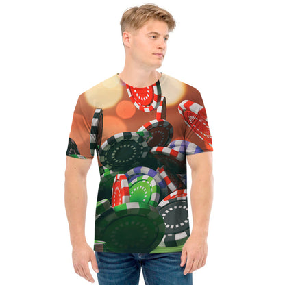 Falling Poker Chips Print Men's T-Shirt