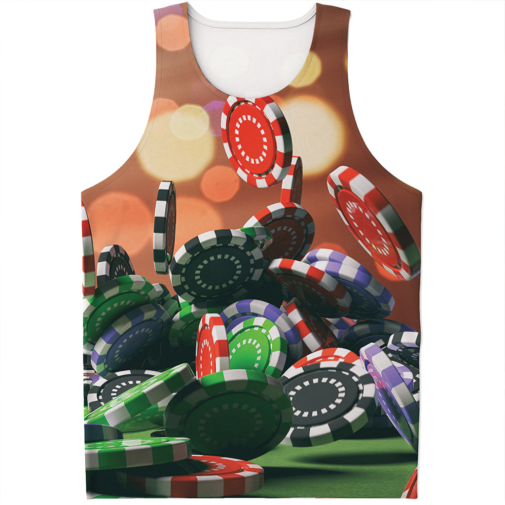 Falling Poker Chips Print Men's Tank Top