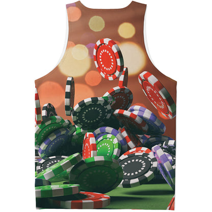 Falling Poker Chips Print Men's Tank Top