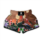 Falling Poker Chips Print Muay Thai Boxing Shorts