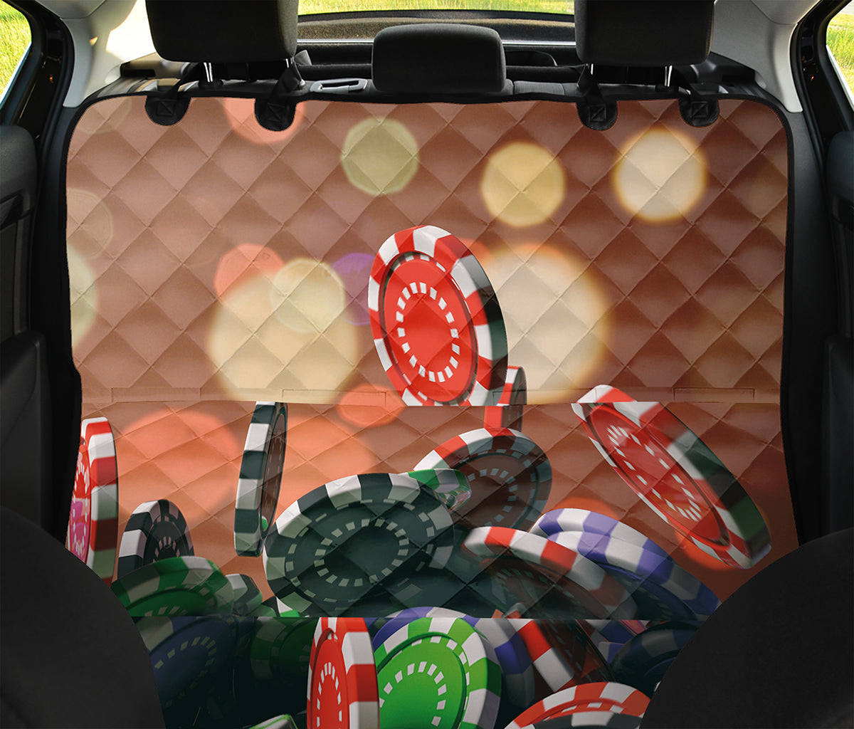 Falling Poker Chips Print Pet Car Back Seat Cover