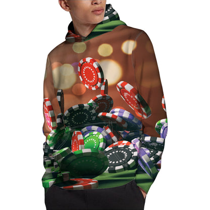 Falling Poker Chips Print Pullover Hoodie