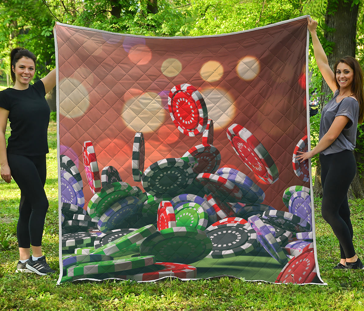 Falling Poker Chips Print Quilt