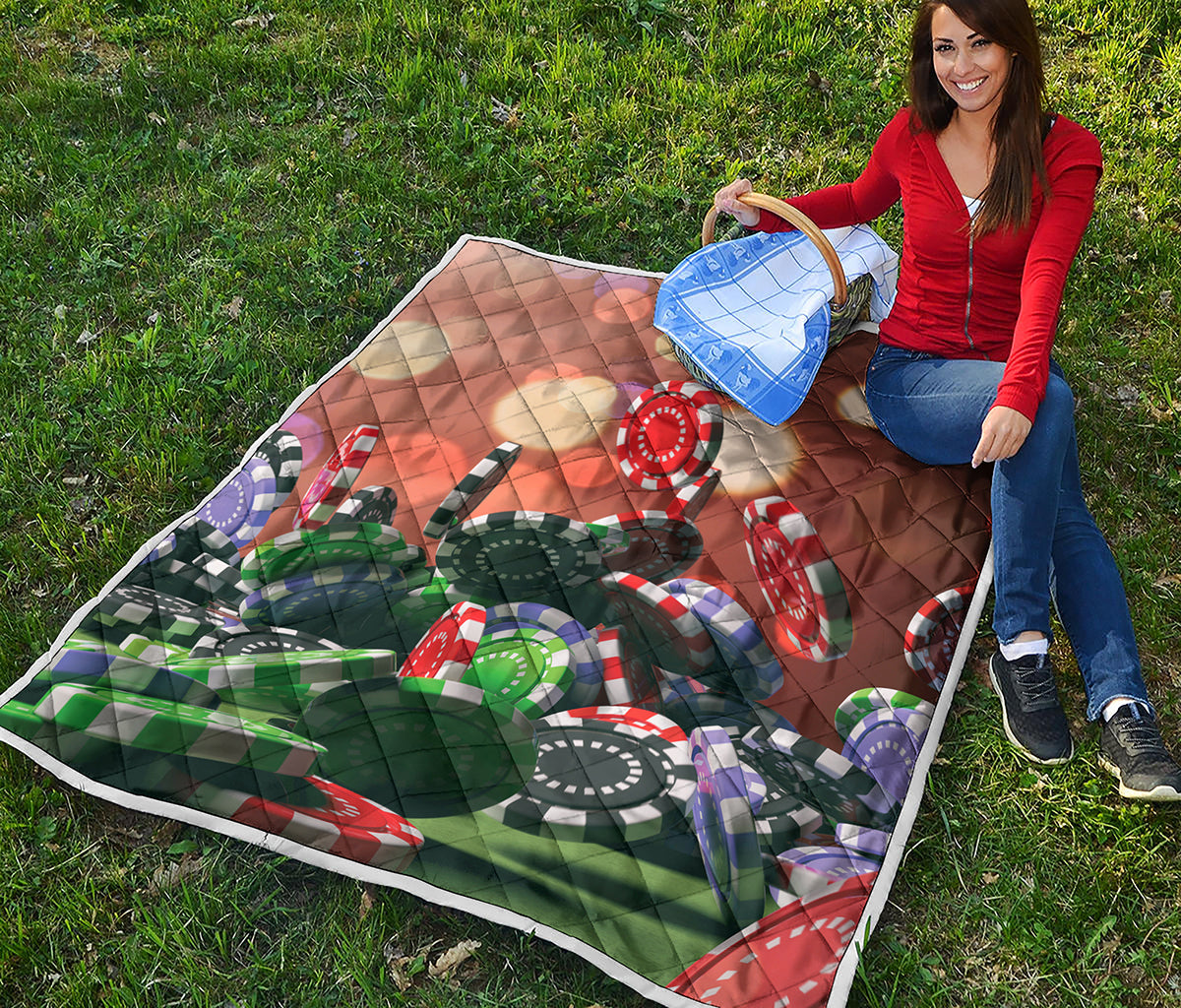 Falling Poker Chips Print Quilt