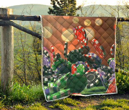 Falling Poker Chips Print Quilt