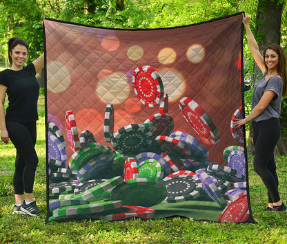 Falling Poker Chips Print Quilt