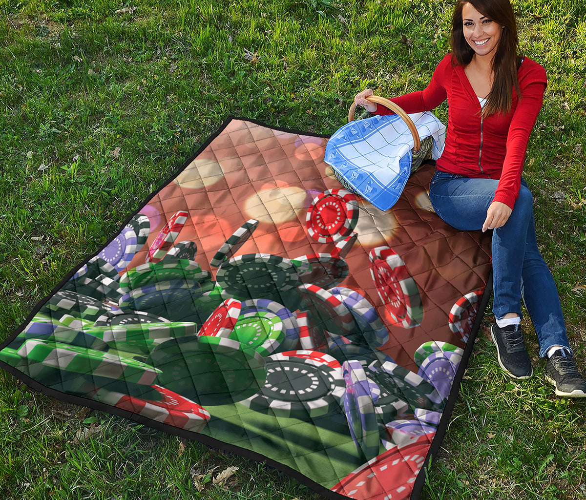 Falling Poker Chips Print Quilt