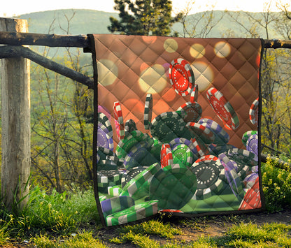 Falling Poker Chips Print Quilt