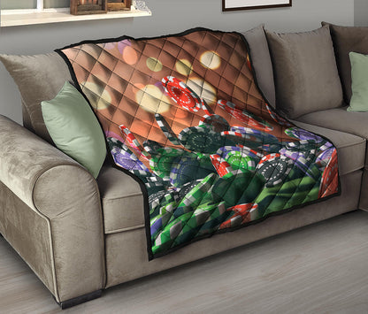 Falling Poker Chips Print Quilt