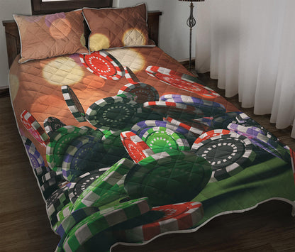 Falling Poker Chips Print Quilt Bed Set