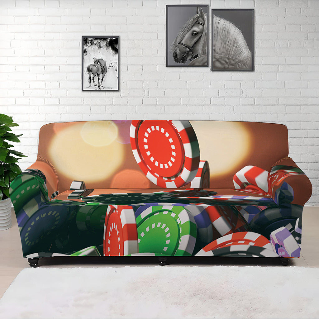 Falling Poker Chips Print Sofa Cover