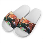 Falling Poker Chips Print White Slide Sandals