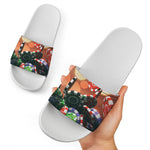 Falling Poker Chips Print White Slide Sandals