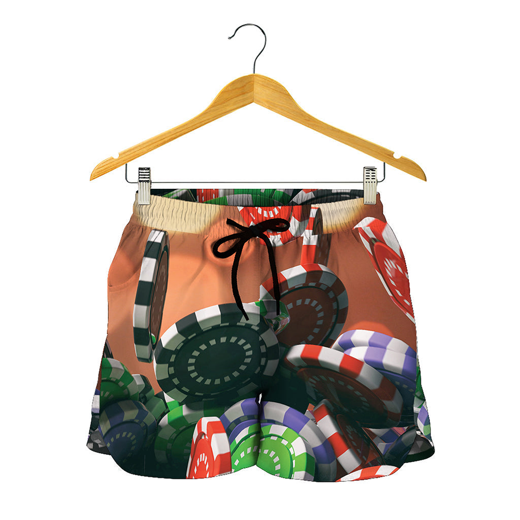 Falling Poker Chips Print Women's Shorts