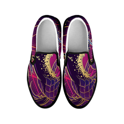 Fantastic Capricorn Sign Print Black Slip On Shoes