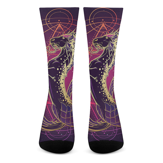 Fantastic Capricorn Sign Print Crew Socks