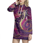 Fantastic Capricorn Sign Print Pullover Hoodie Dress