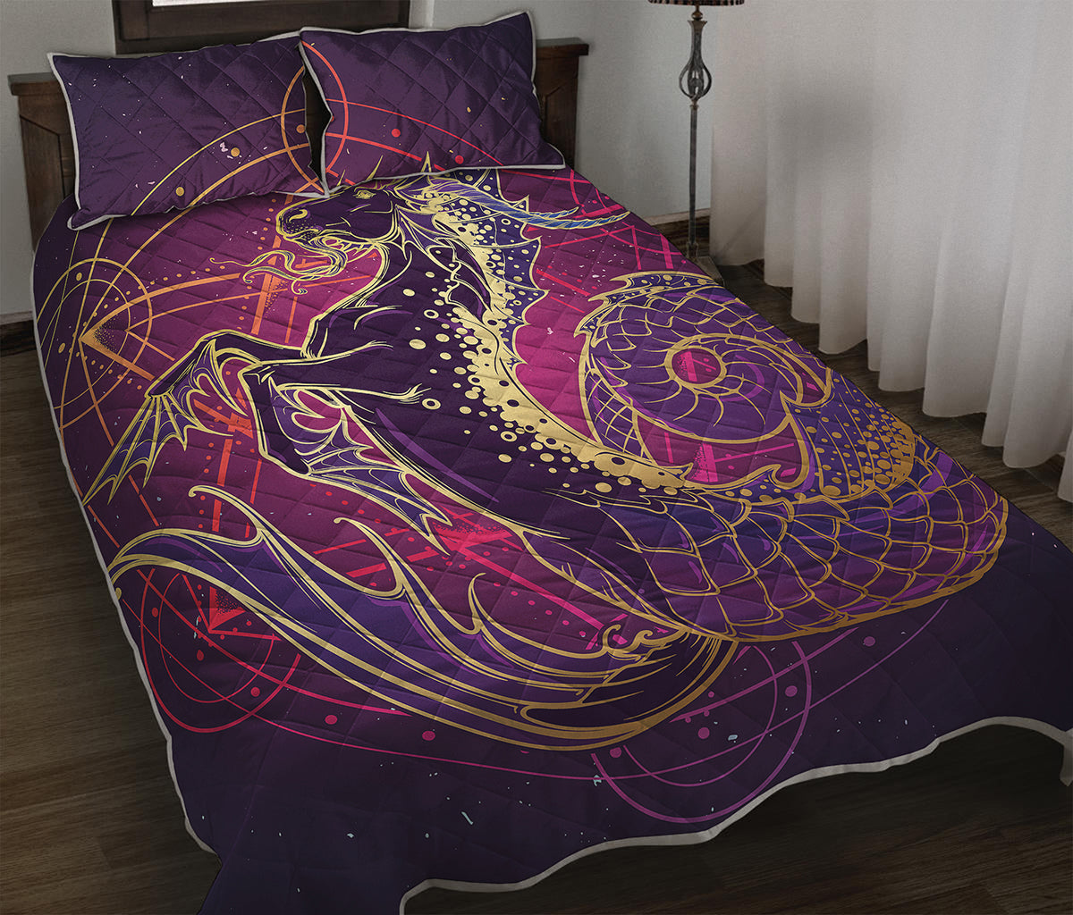 Fantastic Capricorn Sign Print Quilt Bed Set