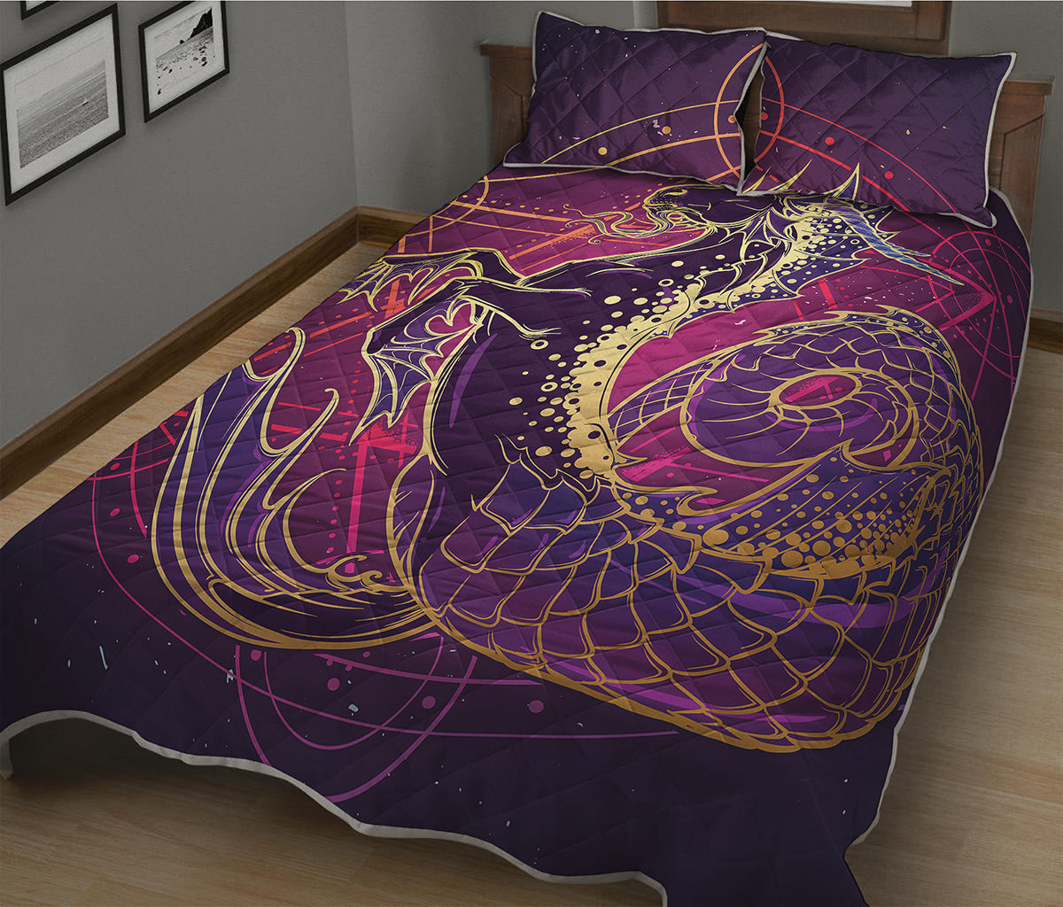 Fantastic Capricorn Sign Print Quilt Bed Set