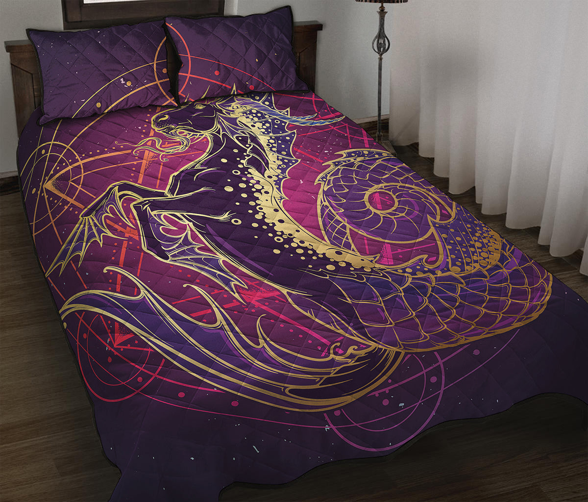 Fantastic Capricorn Sign Print Quilt Bed Set