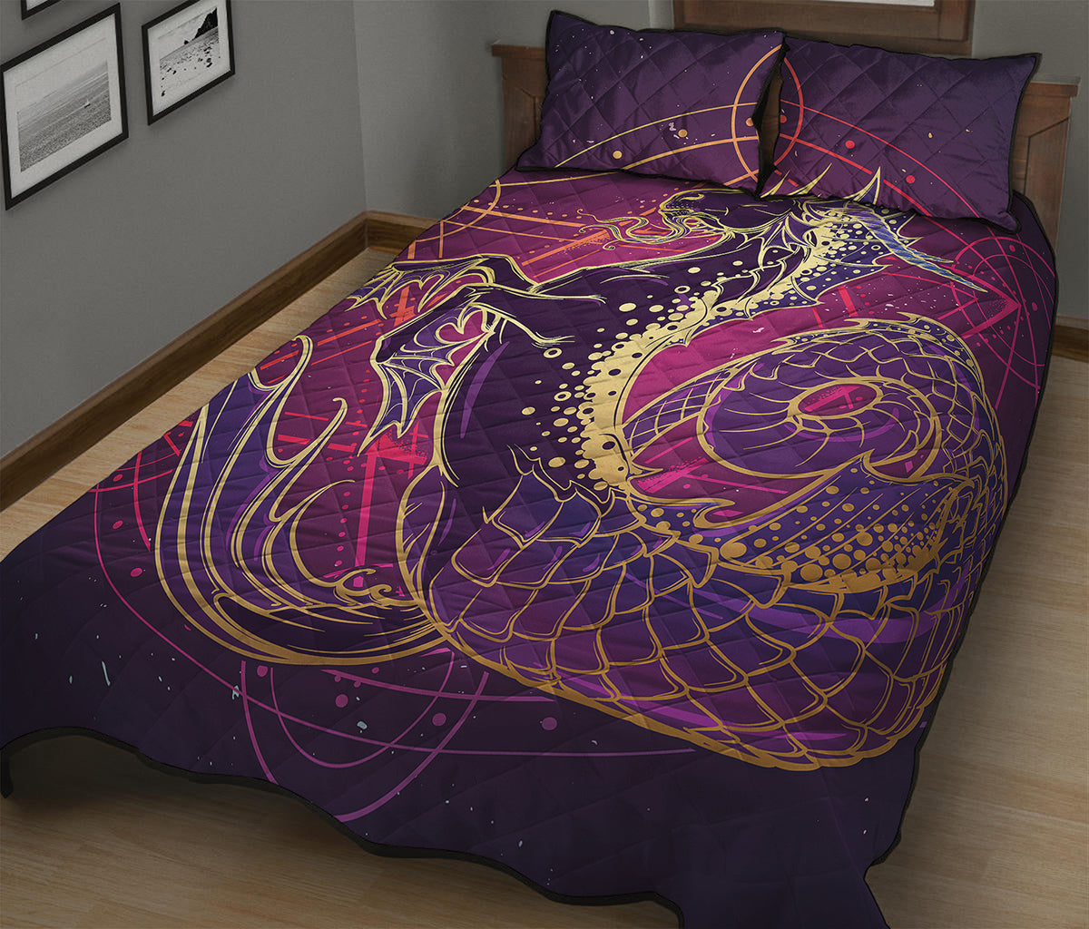 Fantastic Capricorn Sign Print Quilt Bed Set