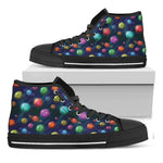 Fantastic Planets Pattern Print Black High Top Shoes
