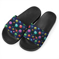 Fantastic Planets Pattern Print Black Slide Sandals