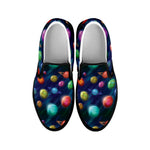 Fantastic Planets Pattern Print Black Slip On Shoes