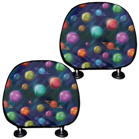 Fantastic Planets Pattern Print Car Headrest Covers